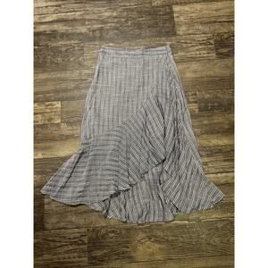 Lulus Striped Midi Skirt Tulip Ruffle Hem High Low Blue White Small Long